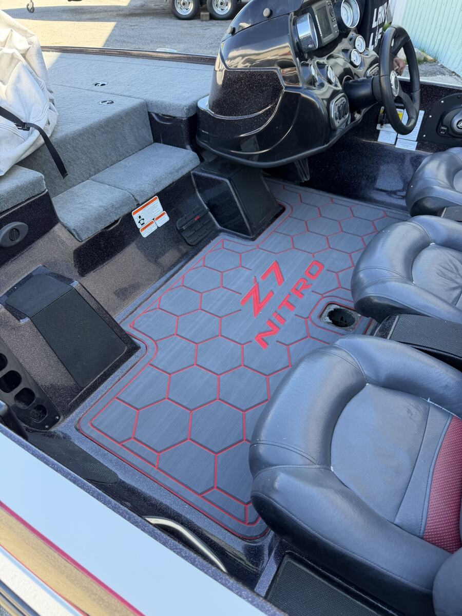Custom grey and red patterned marine decking